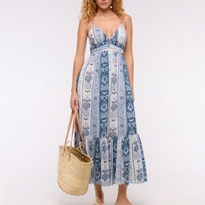 Abercrombie & Fitch Blue and White Boho Maxi Dress